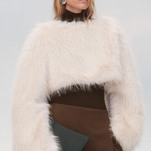 Zara FAUX FUR SWEATSHIRT LIMITED EDITION  FUR SWEATSHIRT Jacket Cape Coat - Picture 12 of 16